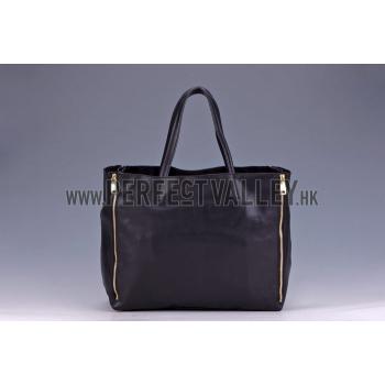 Replica Celine Cabas Gusset Large Black Leather Shoulder Bag