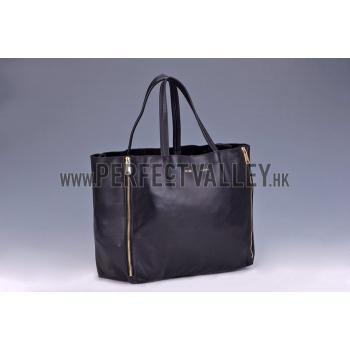 Replica Celine Cabas Gusset Large Black Leather Shoulder Bag