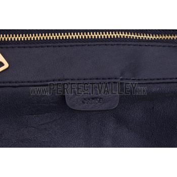 Replica Celine Cabas Gusset Large Black Leather Shoulder Bag