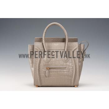 Celine Micro Luggage Crocodile Grey