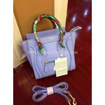 Cheap Celine Nano Calfskin Blue Handbag