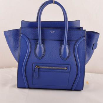 Celine  303 Handbag Cow Leather Blue