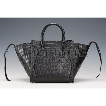 Cheap Celine Phantom Medium Black Crocodile Leather