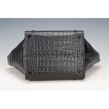 Cheap Celine Phantom Medium Black Crocodile Leather