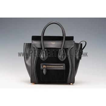 Replica Celine Micro Luggage Black Leather/Suede Leather