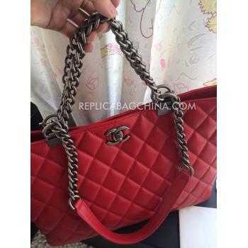 Chanel New Arrival Red Paris Dallas Leather Handbag