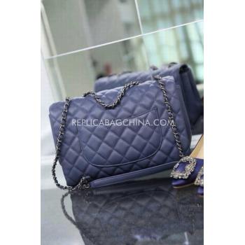 Chanel Handbag Blue Calfskin Le Boy