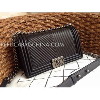 Chanel New Arrival Black Cross Body Bag Le Boy Calfskin