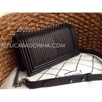 Chanel New Arrival Black Cross Body Bag Le Boy Calfskin