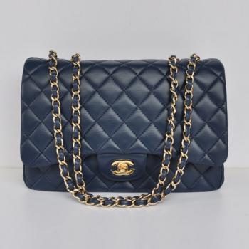 Chanel  Flap bags 28600 Blue Lambskin Medium Bags Replica