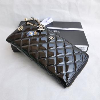 Chanel Wallet 37241 Black Enamel Small Wallet Replica