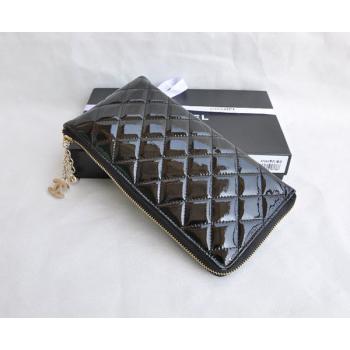 Chanel Wallet 37241 Black Enamel Small Wallet Replica