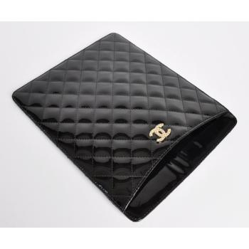 Chanel Ipad Covers 65059 Black Enamel Unisex Bag