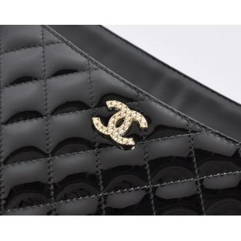 Chanel Ipad Covers 65059 Black Enamel Unisex Bag