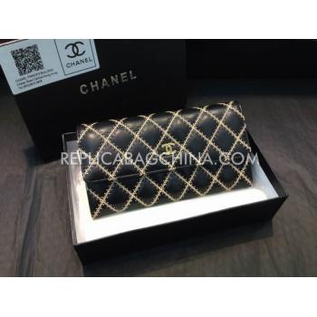 Replica Chanel Black Purse Wallet Genuine Leather