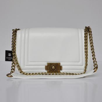 Chanel Boy Chanel bags 69010 White Lambskin Small Handbags