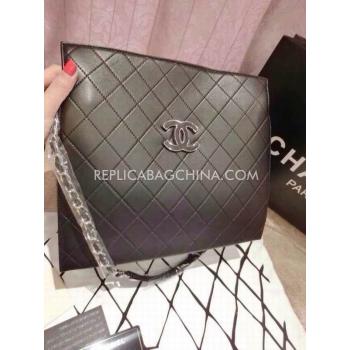 Chanel Lattice Pattern Double C Black Lambskin Handbag