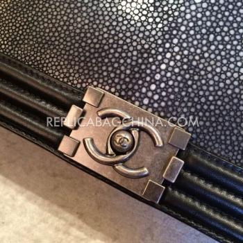 Replica Chanel Shoulder Bag Leather Black Le Boy