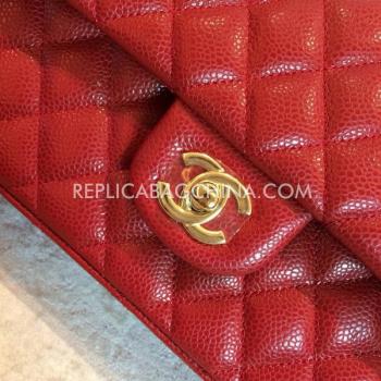 Chanel Handbag Leather  Red  Flap