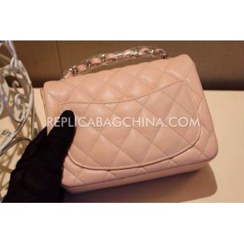 Quality Chanel Mini Pink  Flap Handbag Snakeskin