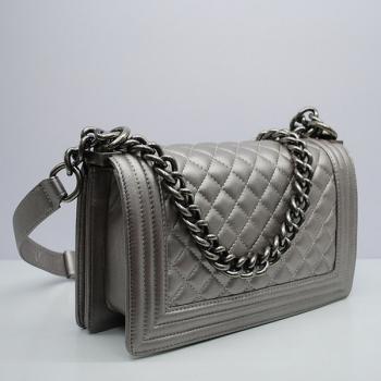 Chanel Boy Chanel bags 30172 Silver Lambskin 2way