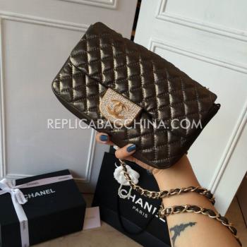 Chanel  Gloss Brown Leather Shoulder Bag  Flap