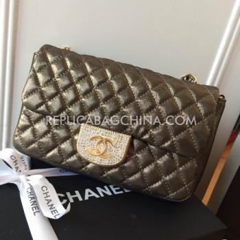 Chanel  Gloss Brown Leather Shoulder Bag  Flap