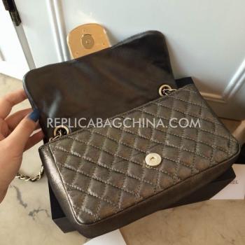 Chanel  Gloss Brown Leather Shoulder Bag  Flap