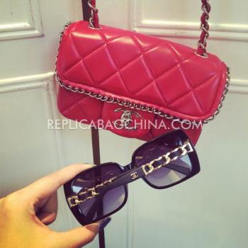 Chanel Calfskin Shoulder Bag Red  Flap