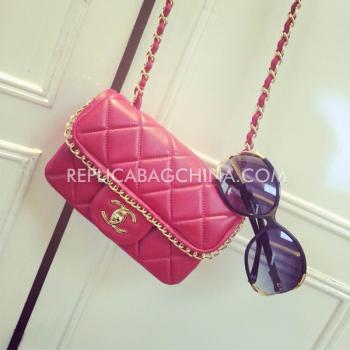 Chanel Calfskin Shoulder Bag Red  Flap