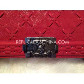 Cheap Chanel Shoulder Bag Chain Red Le Boy Calfskin