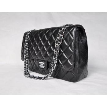 Chanel  Flap bags 28601 Black Lambskin Medium Bag Replica