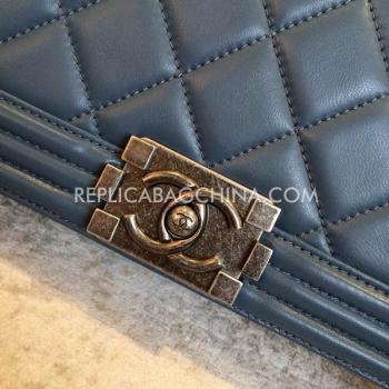 Chanel 2way Rhombic Blue Lambskin Le Boy Replica