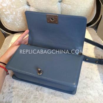 Chanel 2way Rhombic Blue Lambskin Le Boy Replica