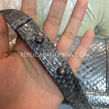 Chanel Le Boy Silver Snakeskin Cross Body Bag