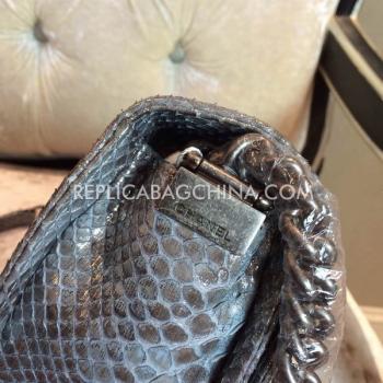 Chanel Le Boy Silver Snakeskin Cross Body Bag