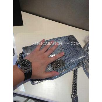 Chanel Le Boy Chain Blue Cross Body Bag Calfskin