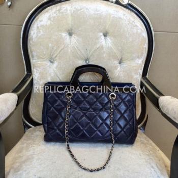 Replica Chanel Calfskin Handbag Shoulder Strap Detachable Blue Shoulder Bag