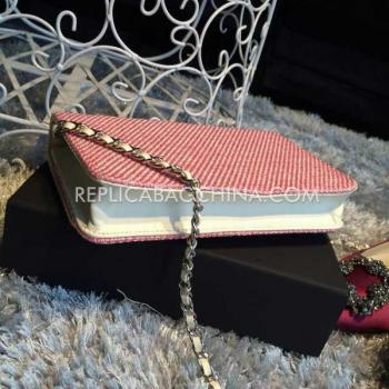 Cheap Chanel Embroidery Pink Wallet Canvas Purse