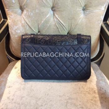 Chanel Leather  Flap 2024 Paris-dallas Blue Shoulder Bag