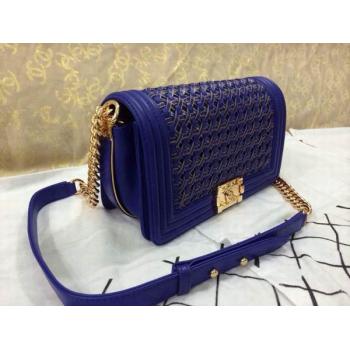 Replica Chanel Handbag Le Boy Calfskin Chain Blue HM02744