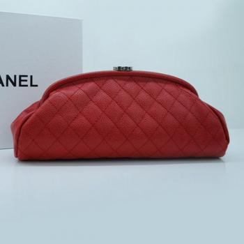 Chanel Clutches 35487 Red Cow Leather Small Bag