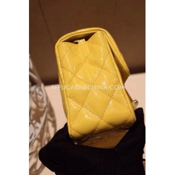 Chanel Patent Leather Mini Yellow  Flap Handbag Replica