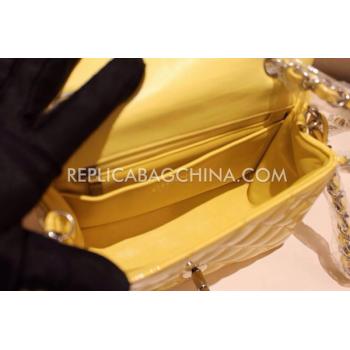 Chanel Patent Leather Mini Yellow  Flap Handbag Replica