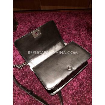 Replica Chanel Cross Body Bag Small Silver Calfskin Le Boy