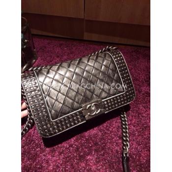 Replica Chanel Cross Body Bag Small Silver Calfskin Le Boy