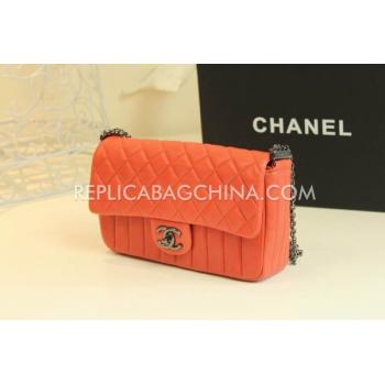 Cheap Chanel Calfskin  Flap Lattice Stripe Orange Handbag