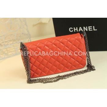 Cheap Chanel Calfskin  Flap Lattice Stripe Orange Handbag