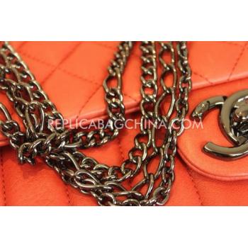 Cheap Chanel Calfskin  Flap Lattice Stripe Orange Handbag