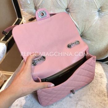 Replica Chanel Leather 2024 Paris-dallas Pink  Flap Shoulder Bag